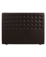 Tête de lit capitonnée 140/160 cm en hévéa et cuir synthétique chocolat - Capucine