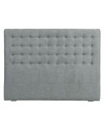 Tête de lit 140/160 cm en tissu gris chambray capitonné - Capucine