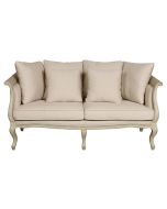 Banquette 3 places en hévéa et tissu ficelle - Léonie