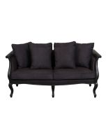 Banquette noire 3 places en hévéa et tissu - Léonie