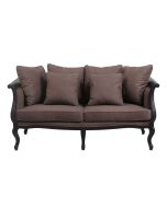 Banquette 3 places en tissu Marron glacé et hévéa massif noir - Léonie