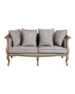 Banquette 3 places en tissu gris chambray et frêne - Léonie