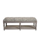 Banc en hévéa et tissu toile de Jouy - Louison