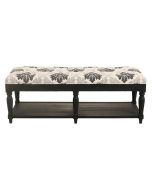 Banc en tissu arabesque et hévéa massif noir - Louison