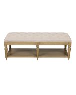 Banc en frêne massif et tissu beige - Louison