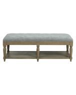 Banc en frêne et tissu gris chambray - Louison