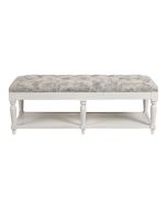 Banc en hévéa et tissu toile de Jouy avec piètement blanc - Louison