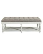 Banc en hévéa blanc et tissu losange gris - Louison