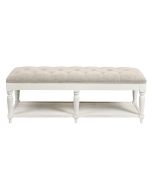 Banc en tissu mastic grisé et hévéa massif blanc - Louison