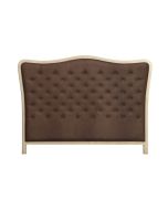 Tête de lit capitonnée 140/160 cm en hévéa et tissu marron - Joséphine