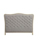 Tête de lit capitonnée 140/160 cm en frêne gris et tissu gris chambray - Joséphine