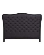 Tête de lit capitonnée 140/160 cm en hévéa et tissu anthracite - Joséphine