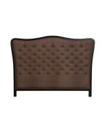 Tête de lit capitonnée 140/160 cm en hévéa et tissu marron glacé - Joséphine