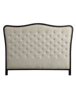 Tête de lit capitonnée 140/160 cm en hévéa noir et tissu mastic grisé - Joséphine