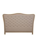 Tête de lit capitonnée 140/160 cm en frêne et tissu beige - Joséphine