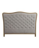 Tête de lit capitonnée 140/160 cm en frêne et tissu gris chambray - Joséphine