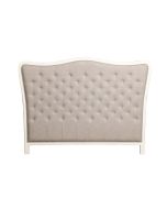 Tête de lit capitonnée 140/160 cm en hévéa et tissu lin beige - Joséphine