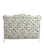 Tête de lit capitonnée 140/160 cm en hévéa blanc et tissu toile de Jouy - Joséphine