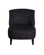 Fauteuil crapaud en tissu gris anthracite et pieds noirs - Victor