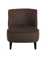 Fauteuil crapaud en hévéa noir et tissu marron glacé - Victor