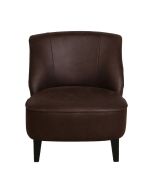 Fauteuil crapaud en hévéa et cuir synthétique chocolat - Victor