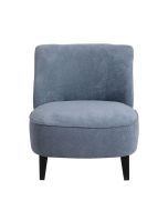 Fauteuil en hévéa noir et tissu effet velours gris bleu - Victor
