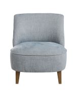 Fauteuil crapaud en tissu bleu chambray - Victor