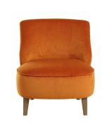 Fauteuil crapaud en velours jaune safran et piètement en frêne - Victor