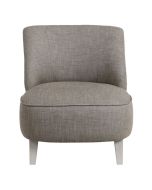Fauteuil crapaud en hévéa blanc et tissu losange gris - Victor