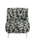 Fauteuil crapaud en hévéa blanc et tissu feuilles noires - Victor