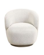 Fauteuil en tissu flocon avec socle pivotant en hévéa massif - Basile