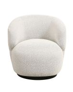 Fauteuil en tissu flocon avec socle pivotant noir en frêne massif - Basile