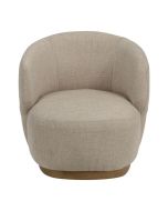 Fauteuil en tissu beige sur socle pivotant - Basile
