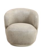 Fauteuil en tissu mastic grisé avec socle pivotant en frêne massif - Basile