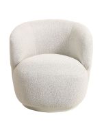 Fauteuil en tissu flocon avec socle pivotant blanc en frêne massif - Basile