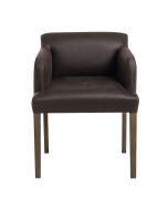 Fauteuil de table en frêne et cuir synthétique chocolat - Marceau