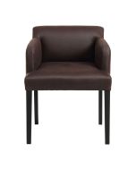 Fauteuil en hévéa noir et cuir synthétique chocolat - Marceau