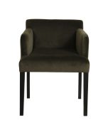 Fauteuil en velours kaki et hévéa massif noir - Marceau