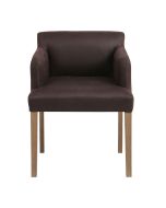 Fauteuil de table en cuir synthétique chocolat - Marceau