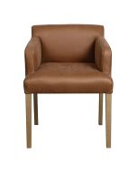 Fauteuil de table en cuir synthétique cognac - Marceau