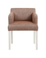 Fauteuil en tissu orange briqué et hévéa massif blanc - Marceau