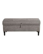Banc coffre en tissu gris chambray - Gabriel