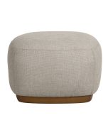 Pouf en tissu lin beige et frêne - Elie