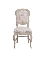Chaise en hévéa massif et tissu fleurs opaline - Éléonore
