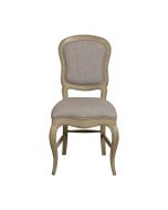 Chaise en tissu beige et hévéa massif - Éléonore