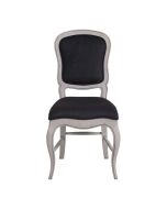 Chaise en hévéa massif et tissu gris toucher velours - Éléonore