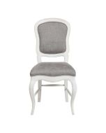 Chaise en hévéa massif et tissu gris chambray - Éléonore