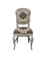 Chaise en hévéa massif et tissu arabesque - Éléonore