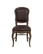 Chaise en frêne massif et cuir synthétique chocolat - Éléonore