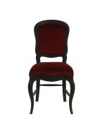 Chaise en velours lie de vin et hévéa massif noir - Éléonore